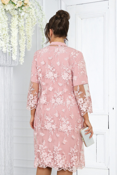 Роскошный кружевной комплект из кардигана и платья в насыщенных цветах Ninele 6040 розовый - фото 15