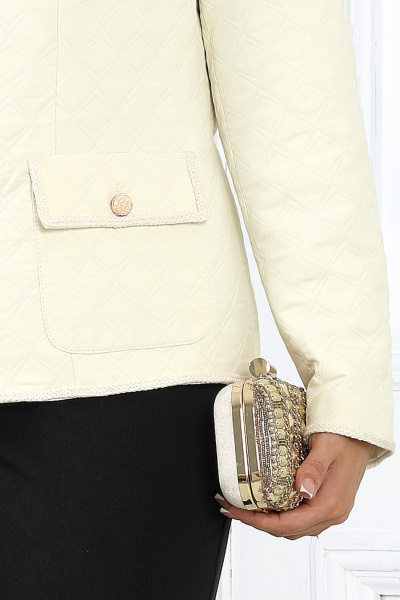 Брючный костюм в деловом стиле с жакетом и зауженными брюками Ninele 7467 молочный - фото 6