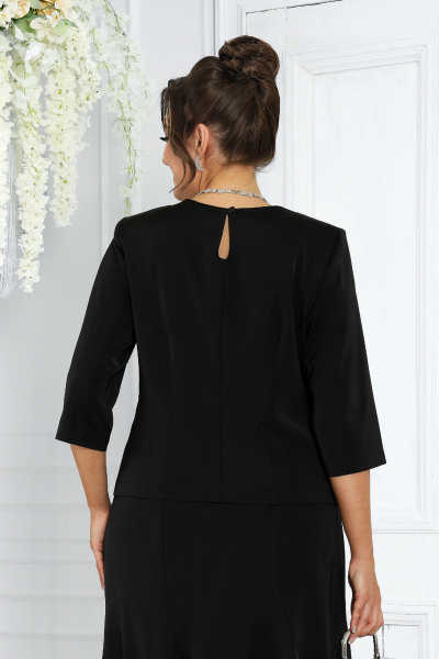 Элегантный женский комплект юбка и блузка из текстиля Ninele 7473 черный - фото 10