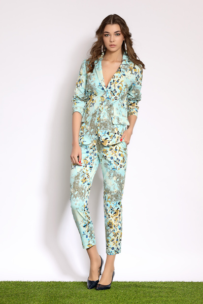 Летний деловой костюм из кружева и текстиля DIVINA D5.363-2 - фото 1