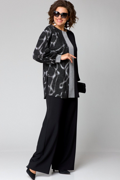 Стильный джемпер из трикотажа с вставками и разрезами EVA GRANT 7069В три_цвета - фото 3