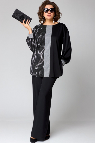 Стильный джемпер из трикотажа с вставками и разрезами EVA GRANT 7069В три_цвета - фото 2