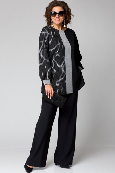 Стильный джемпер из трикотажа с вставками и разрезами EVA GRANT 7069В три_цвета - фото 1