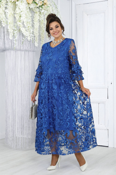 Платье Ninele 7436 васильковый - фото 8