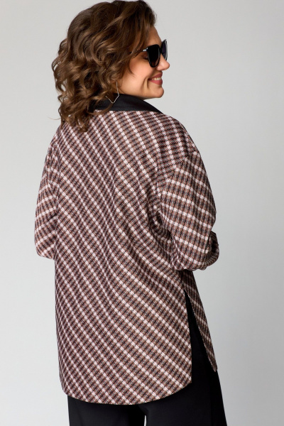 Модная блуза с отделкой из кружева и сочетанием тканей EVA GRANT 198-1А красно-черный - фото 6