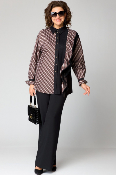Модная блуза с отделкой из кружева и сочетанием тканей EVA GRANT 198-1А красно-черный - фото 8