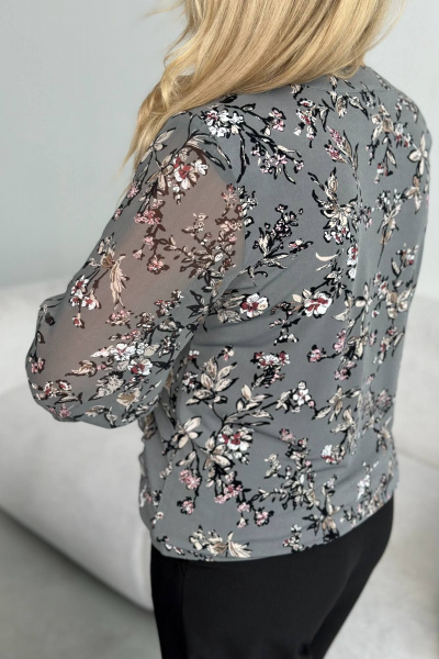 Стильная блуза больших размеров из вискозы и трикотажа LindaLux 483 серая_ветка - фото 5