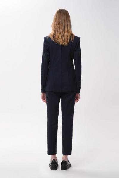 Деловой костюм из хлопковой ткани жакет и укороченные брюки Панда ПА-463920 синий - фото 4