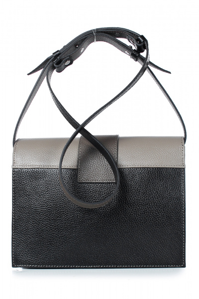 Бежево-черная сумка на клапане из натуральной кожи Galanteya 40423.23с1394к45 черный/бежев - фото 3