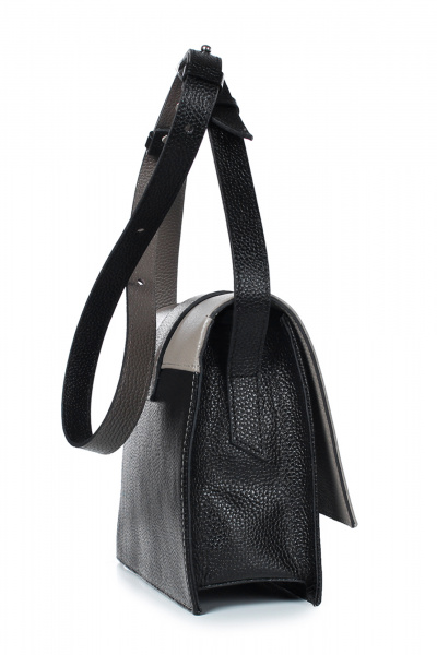 Бежево-черная сумка на клапане из натуральной кожи Galanteya 40423.23с1394к45 черный/бежев - фото 4