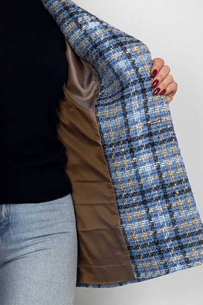 Жакет деловой приталенный из текстиля VLADOR 500514 голубой - фото 5