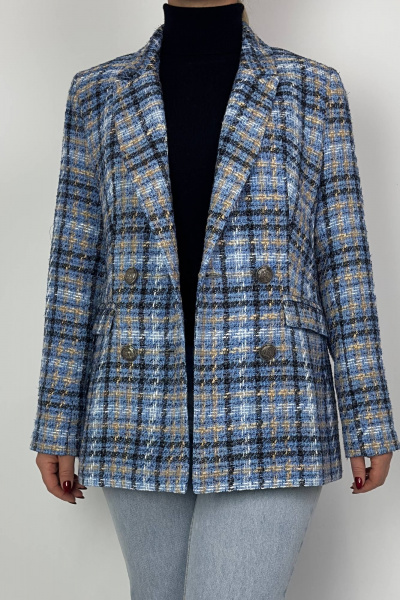 Жакет деловой приталенный из текстиля VLADOR 500514 голубой - фото 4