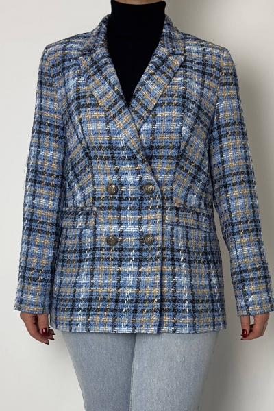 Жакет деловой приталенный из текстиля VLADOR 500514 голубой - фото 1