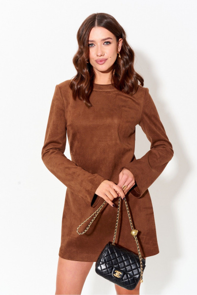Платье из искусственной замши с длинным рукавом Lyushe 3983 - фото 8