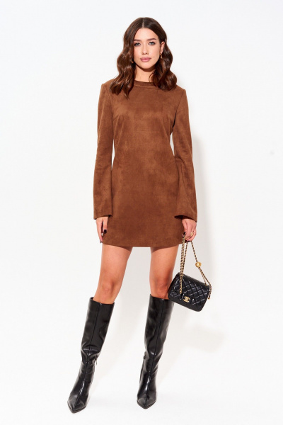Платье из искусственной замши с длинным рукавом Lyushe 3983 - фото 1