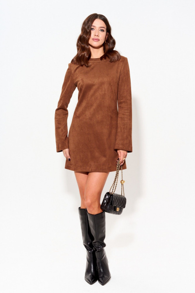 Платье из искусственной замши с длинным рукавом Lyushe 3983 - фото 5
