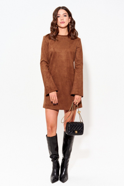 Платье из искусственной замши с длинным рукавом Lyushe 3983 - фото 2