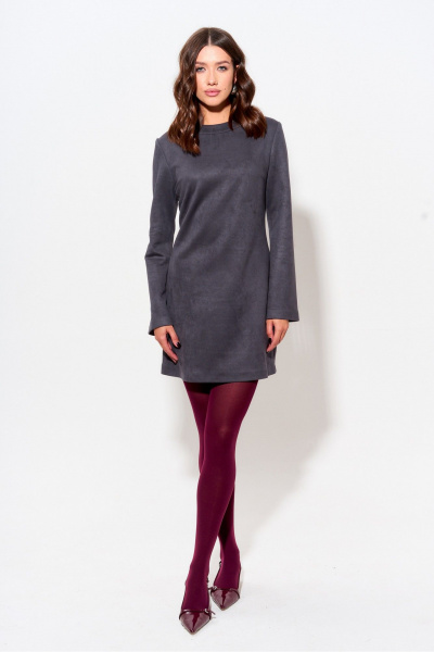 Платье из искусственной замши с длинным рукавом Lyushe 3986 - фото 1