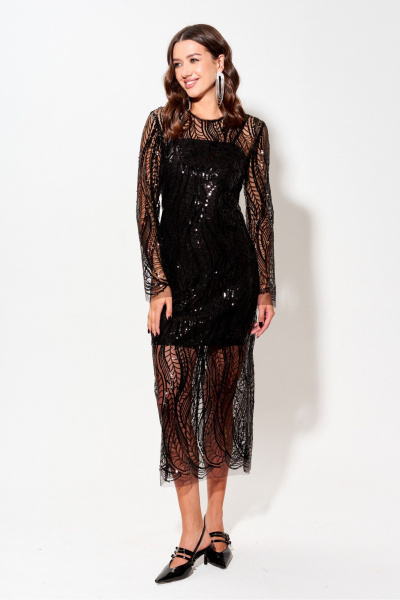 Платье нарядное с пайетками и разрезом спереди Lyushe 3989 - фото 7