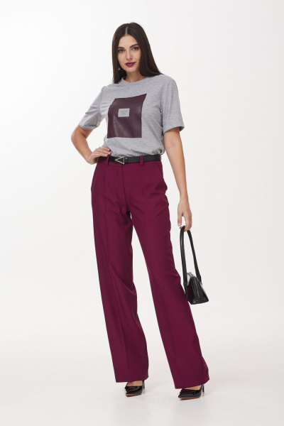 Юбка кожаная миди с высоким поясом Твой имидж 2050 серый - фото 1