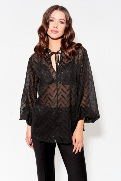 Блуза прямого силуэта из шифона с V-образным воротом Lyushe 4000 - фото 1