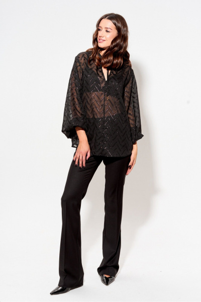 Блуза прямого силуэта из шифона с V-образным воротом Lyushe 4000 - фото 5