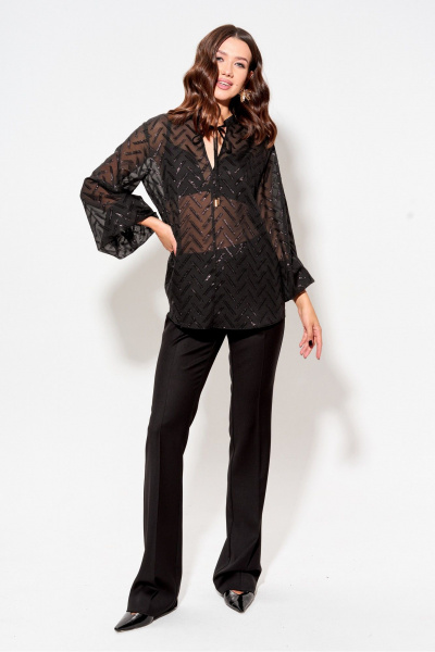 Блуза прямого силуэта из шифона с V-образным воротом Lyushe 4000 - фото 2