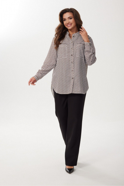 Блуза из легкой ткани с накладными карманами и рубашечным воротником MALI 624-042 диор - фото 3