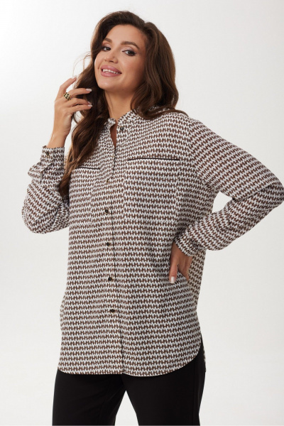 Блуза из легкой ткани с накладными карманами и рубашечным воротником MALI 624-042 диор - фото 1