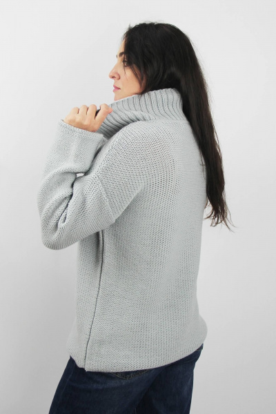 Джемпер с разрезом и рубашечным рукавом из трикотажа серый Полесье С1853-24 4С0746-Д43 158,164 св.серый - фото 3