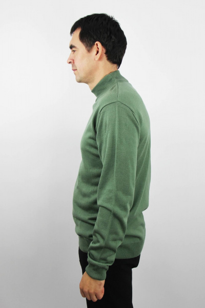 Свитер из трикотажа зеленый с классическим фасоном Полесье С3012-15 5С1749-Д43 182,188 зеленый_залив - фото 2