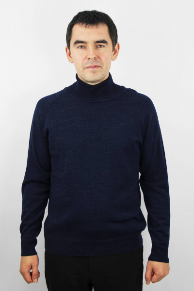 Мужской свитер с регланом и отложным воротником Полесье С3070-17 7С1581-Д43 170,176 т.джинсовый - фото 1
