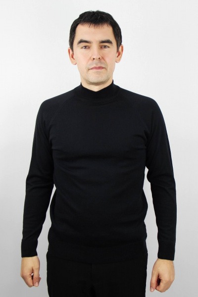 Демисезонный вязаный свитер прямого силуэта с воротником stand Полесье С3152-23 4С0676-Д43 182,188 черный_антрацит - фото 1