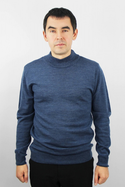 Демисезонный вязаный свитер с двойной стойкой и прямым силуэтом Полесье С3157-23 3С3214-Д43 182,188 индиго_голубой - фото 1