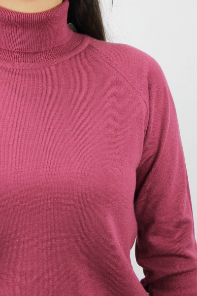 Демисезонный вязаный свитер полуприлегающего силуэта с воротником стойкой Полесье С3433-17 7С1582-Д43 158,164 брусника - фото 3