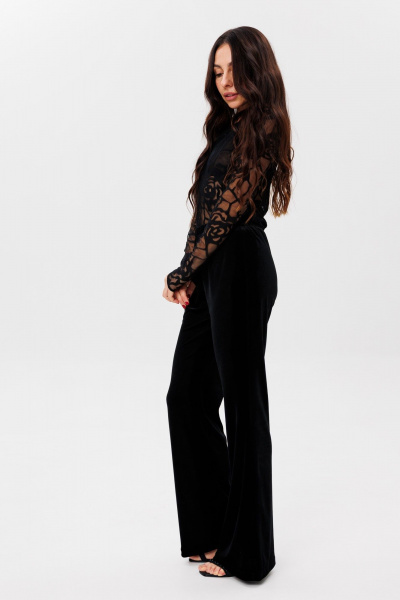 Черный джемпер из сетки с коротким рукавом и круглым вырезом THE NAME 2369 - фото 5