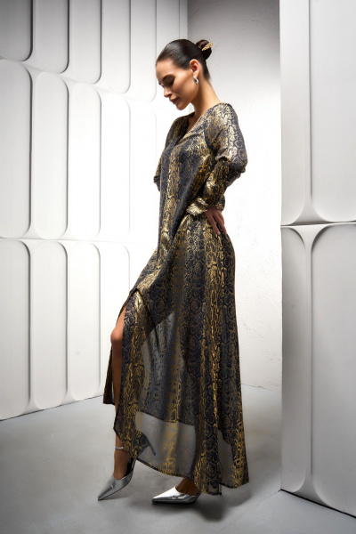 Платье с принтом «Питон» и утонченным силуэтом DEVITA 1015-2 синий - фото 10