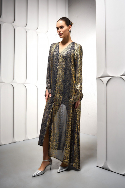 Платье с принтом «Питон» и утонченным силуэтом DEVITA 1015-2 синий - фото 6