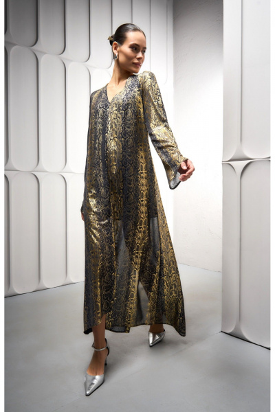 Платье с принтом «Питон» и утонченным силуэтом DEVITA 1015-2 синий - фото 3