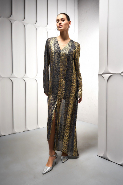 Платье с принтом «Питон» и утонченным силуэтом DEVITA 1015-2 синий - фото 1