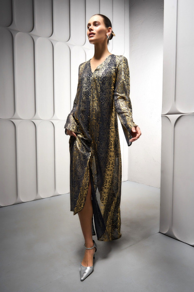 Платье с принтом «Питон» и утонченным силуэтом DEVITA 1015-2 синий - фото 2