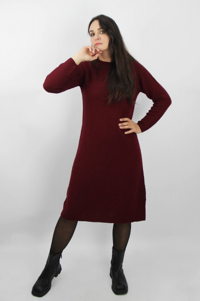 Вязаное платье с расширением по низу и рукавом реглан Полесье С4634-20 0С8602-Д43 164 св.бордовый - фото 1