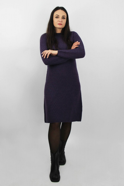 Вязаное платье с расширением и длинным рукавом Полесье С4634-20 0С8602-Д43 164 черничный_коктейль - фото 1