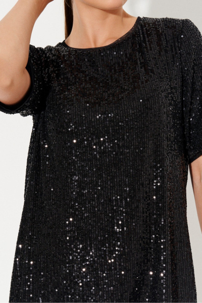 Платье с пайетками, с поясом, полуприлегающий силуэт Ketty К-21280 черный - фото 5