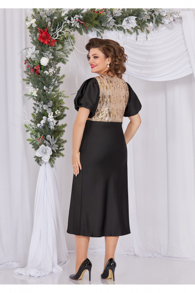 Платье нарядное из атласа и пайеток с V-вырезом Mira Fashion 5496-2 - фото 2
