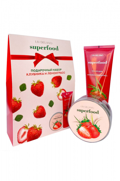 Подарочный набор с гелем и скрабом из ягод и цитрусов LIV DELANO Superfood Клубника и Лемонграсс Подарочный набор - фото 1