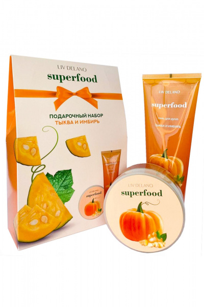 Подарочный набор с гелем для душа и кремом для тела LIV DELANO Superfood Тыква и Имбирь Подарочный набор - фото 1