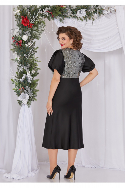 Платье нарядное из атласа и пайеток с V-образным вырезом Mira Fashion 5496-4 - фото 3