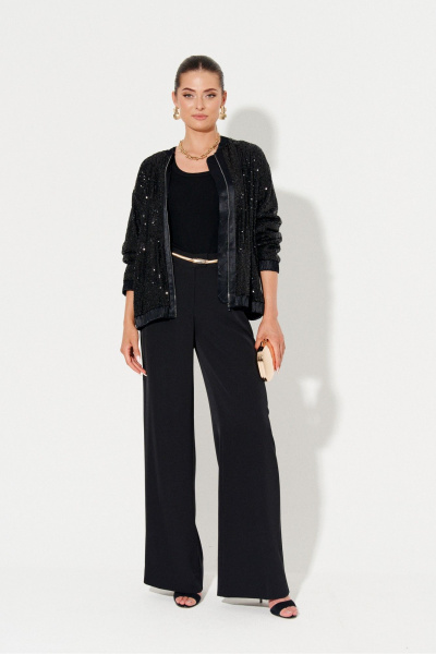 Элегантные черные брюки из легкой ткани с посадкой на пояс Ketty К-22560 - фото 5