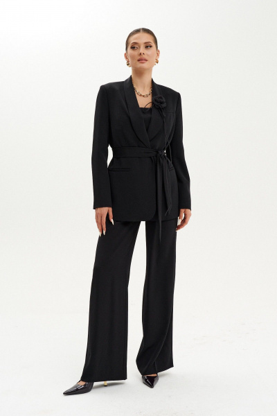 Элегантные черные брюки из легкой ткани с посадкой на пояс Ketty К-22560 - фото 4